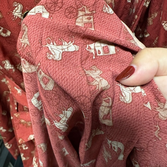 NWT!Coach 1941 Horse And Carriage Print Pleated Women Red Shirt Dress 88419 SZ 0 - Picture 11 of 13
